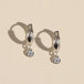 Silver CZ Bezel Waterproof Drop Huggie Earrings