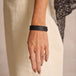 Pebbled Black Thin Leather Cuff Bracelet