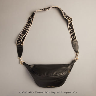 Black N&S Adjustable Handbag Strap - Nickel & Suede