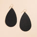 Pebbled Black Teardrop Leather Earrings