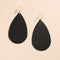 Pebbled Black Teardrop Leather Earrings