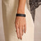 Pebbled Black Thin Leather Cuff Bracelet