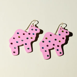 Pink Camel Animal Cookie Earrings - Nickel & Suede