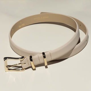 Taupe Audrey Thin Belt - Nickel & Suede