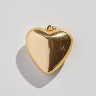 Gold Oversized Heart Charm - Nickel & Suede