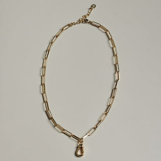 Gold Paper Clip Chain Necklace - Nickel & Suede