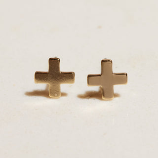 Gold Swiss Cross Studs - Nickel & Suede
