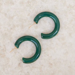 Green Allegra Acrylic Hoops - Nickel & Suede