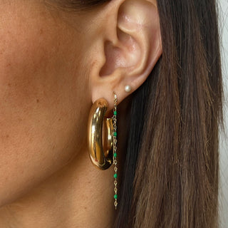 Green Portia Threader Earrings - Nickel & Suede