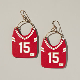 Kansas City Chiefs Jersey Earring #15 - Nickel & Suede