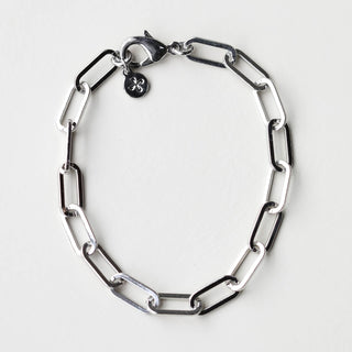 Paper Clip Chain Bracelet - Nickel & Suede