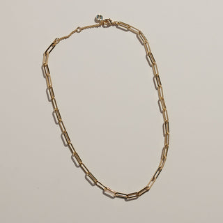 Paper Clip Chain Necklace - Nickel & Suede