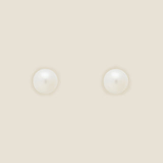 Pearl Ball Stud earrings - Nickel & Suede
