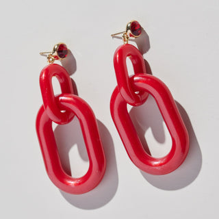 Red Bianca Acrylic Statement Earrings - Nickel & Suede