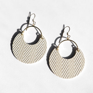 Soft Pearl Ninas - leather statement earring - Nickel & Suede