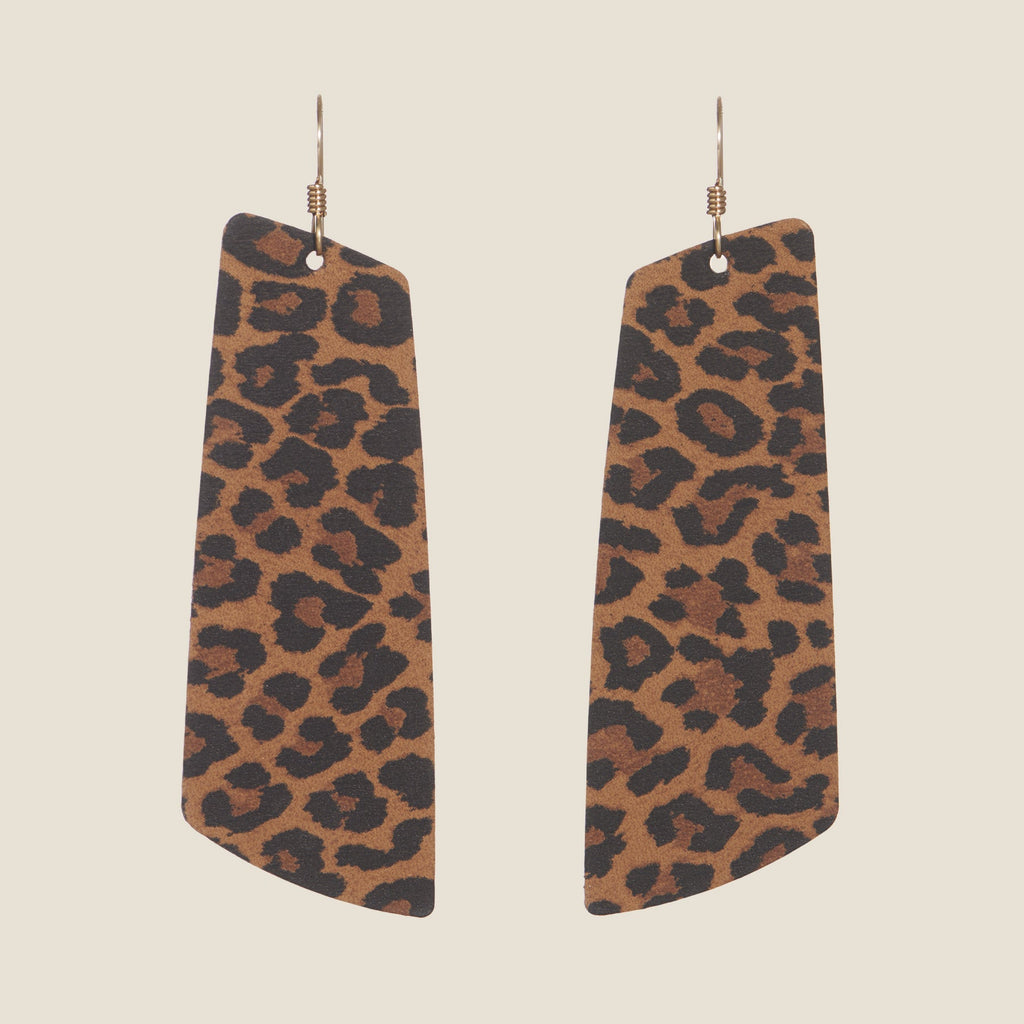 Spotted Leopard Gems Lightweight Leather Earrings Nickel & Suede