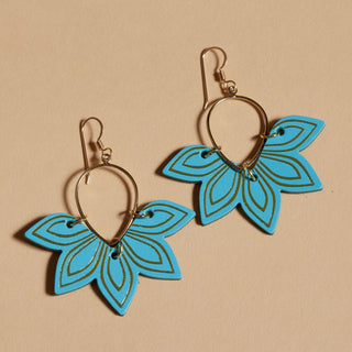 Turquoise Floras - Nickel & Suede