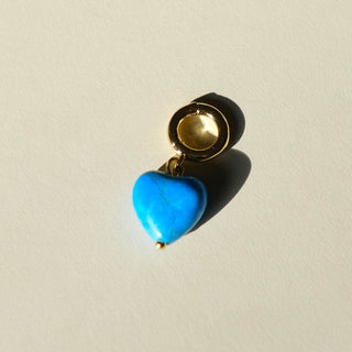 Turquoise Heart Charm - Nickel & Suede