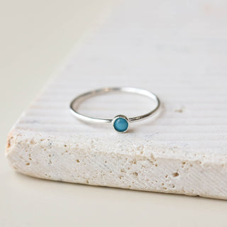 Turquoise Stacking Ring in Silver - Nickel & Suede
