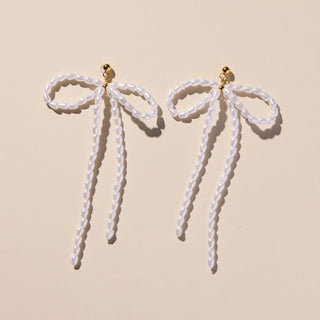 Pearl Bow Drop Earrings