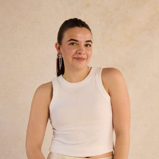 Pearl Bow Drop Earrings