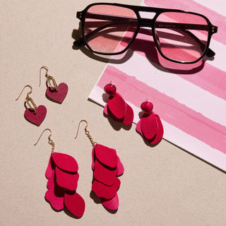 Cranberry Remi Heart Leather Drop Earrings