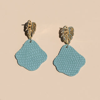 Laurel Green Adella Petal Leather Earrings