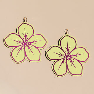 Citron Basic Lilo Hibiscus Leather Statement Earrings