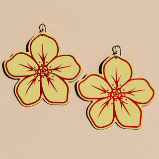 Lemon Ice Basic Lilo Hibiscus Leather Statement Earrings