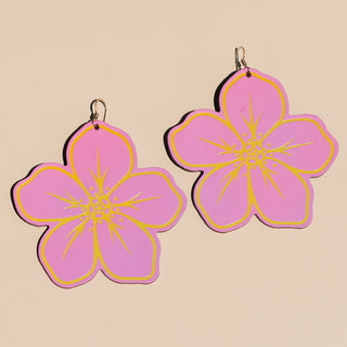 Orchid Basic Lilo Hibiscus Statement Leather Earrings