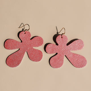 Peach Shimmer Basic Poppy Flower Statement Earrings