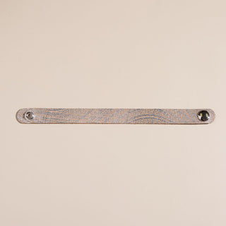 Beige Metallic Lattice Thin Leather Cuff Bracelet