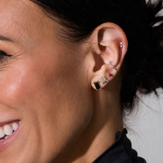 Black Crystal Baguette Stud Earrings