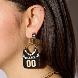 Black University of Missouri Football Jersey Earrings