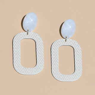 Soft Pearl Bloch Leather and Resin Drop Earrings