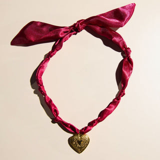 Burgundy Satin Scarf Necklace