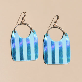 Robin Stripe Charlie Leather Hoop Earrings
