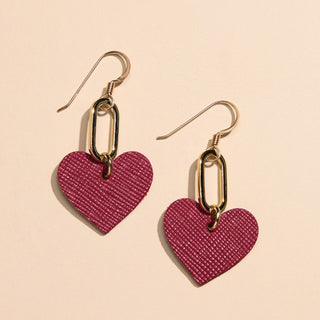 Cranberry Remi Heart Leather Drop Earrings