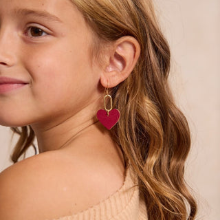 Cranberry Remi Heart Leather Drop Earrings