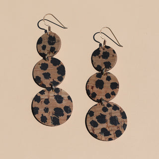 Freckled Cork Dottie Leather Disc Earrings