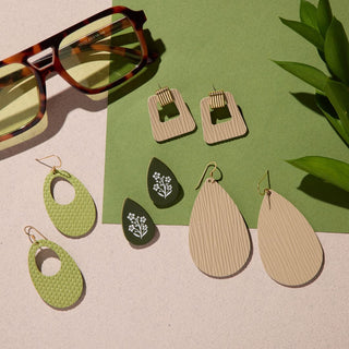 Pistachio Cardigan Basic Olivia Leather Hoop Earrings