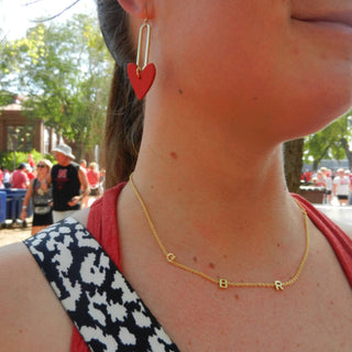 "Go Big Red" Initial Necklace - University of Nebraska