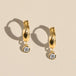 Gold CZ Bezel Waterproof Drop Huggie Earrings