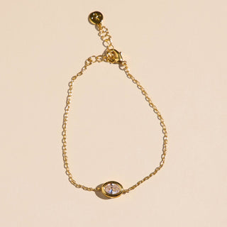 Gold CZ Bezel Waterproof Pendant Bracelet