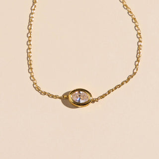 Gold CZ Bezel Waterproof Pendant Bracelet