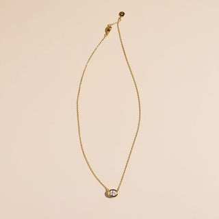 Gold CZ Bezel Waterproof Pendant Necklace