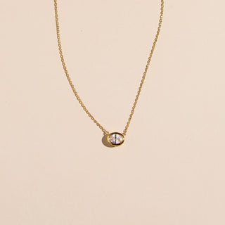 Gold CZ Bezel Waterproof Pendant Necklace