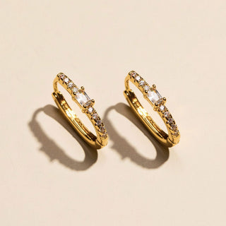 Gold Pavé Bezel Oval Waterproof Hoop Earrings