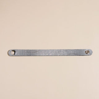 Gray Metallic Lattice Thin Leather Cuff Bracelet