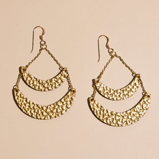 Hammered Gold Rio Crescent Statement Earrings